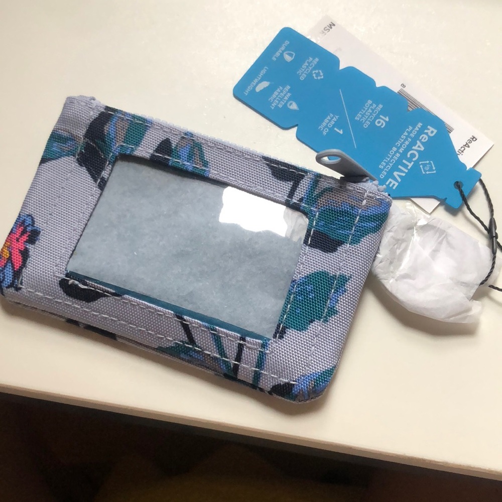 Vera bradley Zip ID wallet with keyring, neon ivy